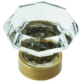 Amerock Traditional Classics Series BP55268CGB Cabinet Knob, 1-1/8 in Projection, Glass/Zinc, Gilded Bronze