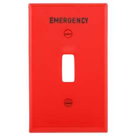 EATON EM5134RD-BOX Switch Wallplate, 4-1/2 in L, 2-3/4 in W, 1 -Gang, Nylon, Red, High-Gloss