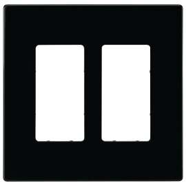 EATON PJS262BK-L Wallplate, 4-7/8 in L, 4.94 in W, 2 -Gang, Polycarbonate, Black, High-Gloss