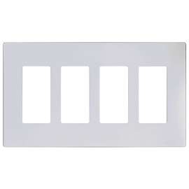 EATON PJS264W Wallplate, 4-7/8 in L, 8.56 in W, 4 -Gang, Polycarbonate, White, High-Gloss