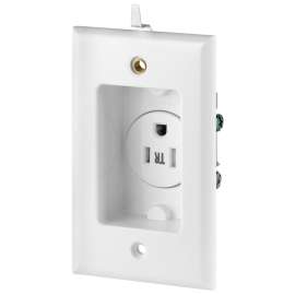 EATON TR775W-BOX-SP Single Receptacle, 2 -Pole, 125 V, 15 A, Side Wiring, NEMA: NEMA 5-15R, White