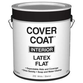 Valspar Cover Coat 044.0000255.007 Interior Paint, Flat, White, 1 gal Can