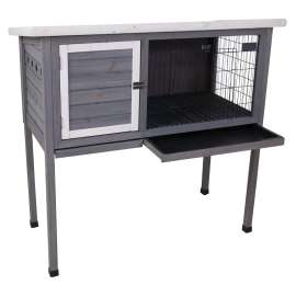 PETMATE Precision Pet 7029115 Extreme Rabbit Shack II, 46 in W, 24 in D, 48 in H, Wood, Gray/White