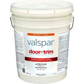 Valspar 045.0083084.008 Cabinet/Door and Trim Paint, Water Base, Semi-Gloss Sheen, Clear, 5 gal, Pail
