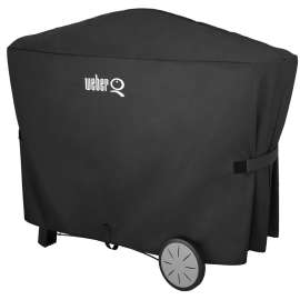 Weber 7112 Premium Grill Cover, 22 in W, 56.6 in D, 39.3 in H, Polyester, Black
