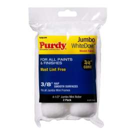 Purdy White Dove 14G624012 Jumbo Mini Roller Cover, 3/8 in Thick Nap, 4-1/2 in L, Dralon Fabric Cover
