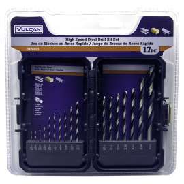 Vulcan Carded Drill Bit Set, 1/16 - 3/8 In, 17 Pieces, High Speed Steel
