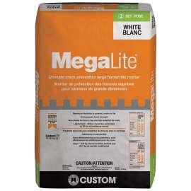 Custom MegaLite Series CMLMW30 Tile Mortar, White, Powder, 30 lb, Bag