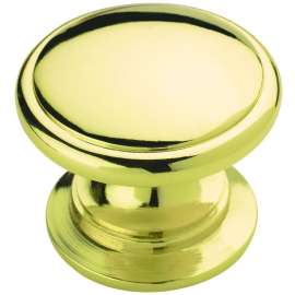 Amerock Allison Value Series BP530123 Cabinet Knob, 1-1/16 in Projection, Zinc, Polished Brass