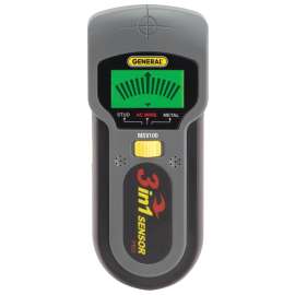 GENERAL MSV100 Stud/Voltage/Metal Detector, 9 V Battery, 1-1/2 in Detection, Detectable Material: Copper/Iron/Wood