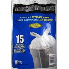 MAXIMUM 20227 Garbage Bag, Plastic/Virgin Hexene, White
