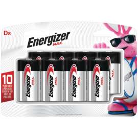 Energizer E95BP-8H Battery, 1.5 V Battery, 18 Ah, D Battery, Alkaline, Manganese Dioxide, Zinc
