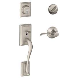 Schlage F Series F60VADDXACC619 Handleset, 1 Grade, Keyed Key, Satin Nickel, 2-3/8 x 2-3/4 in Backset, C Keyway