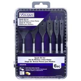 Vulcan 476940OR Wood Spade Drill Bit Set, 6-Piece, Steel, Bright Metal
