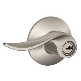 Schlage F Series F51VSAC619 Entry Door Lock, 2 Grade, Keyed Key, Metal, Satin Nickel, Lever Handle, C Keyway