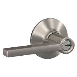 Schlage F Series F51VLAT619 Entry Door Lock, 2 Grade, Keyed Key, Brass, Satin Nickel, Lever Handle, C Keyway