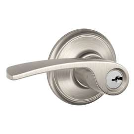 Schlage F Series F51VMER619 Entry Door Lock, 2 Grade, Keyed Key, Metal, Satin Nickel, Lever Handle, Reversible Hand