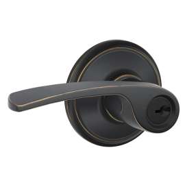 Schlage F Series F51VMER716 Entry Door Lock, 2 Grade, Keyed Key, Metal, Aged Bronze, Lever Handle, Reversible Hand