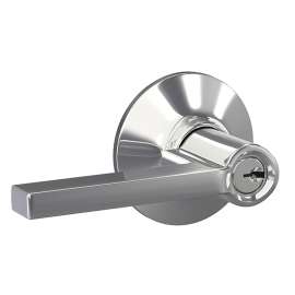 Schlage F Series F51AVLAT625 Entry Door Lock, 1 Grade, Keyed Key, Metal, Bright Chrome, Lever Handle, C Keyway