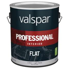 Valspar Professional 045.0011611.007 Interior Paint, Flat, Light Base, 1 gal Can