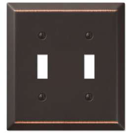 Amerelle Century 163TTDB Wallplate, 4-15/16 in L, 4-9/16 in W, 2 -Gang, Steel, Aged Bronze
