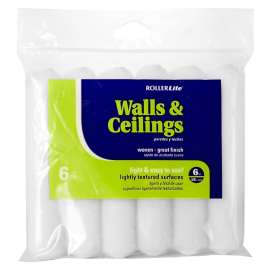 RollerLite White Velvet 6WV038-6 Mini Roller Cover, 3/8 in Thick Nap, 6 in L, Dralon Cover, White