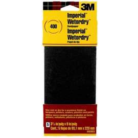 3M 5920-18-CC Sandpaper, 9 in L, 3.66 in W, Extra Fine, 400 Grit, Silicon Carbide Abrasive, Paper Backing