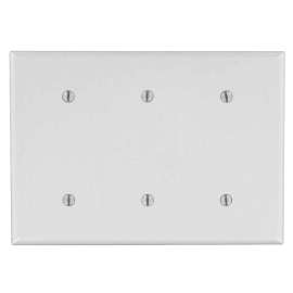 Leviton 88035 Blank Wallplate, 4-1/2 in L, 6.38 in W, 0.22 in Thick, 3 -Gang, Thermoset Plastic, White