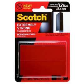Scotch 414P-ST Mounting Strip, 3 in L, 1 in W, Black