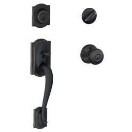 Schlage F60VCAMXGEO716 Door Handleset, 1 Grade, Keyed Key, Bronze, 2-3/8, 2-3/4 in Backset, 1-5/8 to 1-3/4 in Thick Door