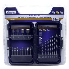 Vulcan 870840OR Drill Bit Set, 24-Piece, S2 Steel, Chrome Molybdenum/Satin