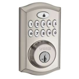 Weiser SmartCode Series GED1700 SMT 15 Electronic Lock, Keyed Key, Metal, Satin Nickel, 2-3/8, 2-3/4 in Backset