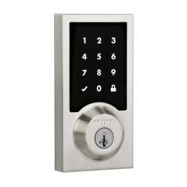 Weiser GED2200 15 SMT Electronic Lock, 2 Grade, Satin Nickel, 2-3/8, 2-3/4 in Backset, 1-3/8 to 2 in Thick Door