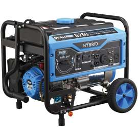 PULSAR PG5250B/PG4500B Dual Fuel Generator, 37.5/34 A, 12/240 VAC, Gasoline, 4 gal Tank, 15 hr Run Time