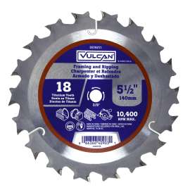 Vulcan 409031OR Circular Saw Blade, 5-1/2 in Dia, 3/8 in Arbor