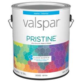 Valspar 027.0018500.007 Interior Paint, Matte, White, 1 gal Can