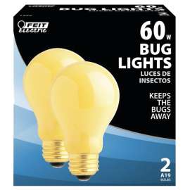 Feit Electric 60A/Y-130 Incandescent Bulb, 60 W, A19 Lamp, Medium E26 Lamp Base, 2700 K Color Temp, 1000 hr Average Life