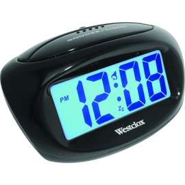 Westclox 70043X Alarm Clock, LCD Display, Black Case