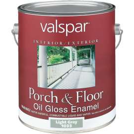 Valspar 027.0001033.007 Porch and Floor Enamel Paint, High-Gloss, Light Gray, 1 gal