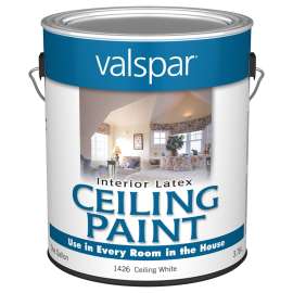 Valspar 027.0001426.007 Interior Ceiling Paint, Flat, White, 1 gal Can