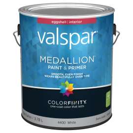 Valspar 027.0004400.007 Interior Wall Paint, Eggshell, White, 1 gal Can