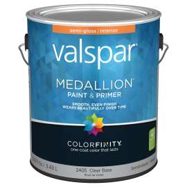 Valspar Medallion 027.0002405.007 Interior Paint, Semi-Gloss, Clear, 1 gal