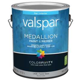 Valspar 027.0001408.007 Interior Wall Paint, Flat, Pastel Base, 1 gal Can