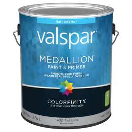 Valspar 027.0001402.007 Interior Wall Paint, Flat, Tint Base, 1 gal Can