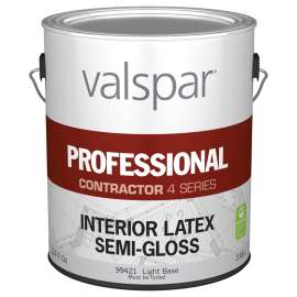 Valspar Professional Contractor 045.0099421.007 Interior Paint, Semi-Gloss, Light Base, 1 gal
