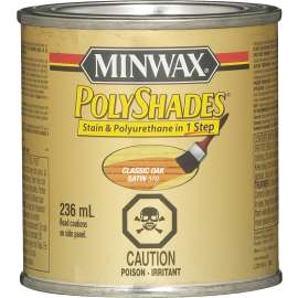 Minwax PolyShades 337014444 Polyurethane, Satin, Liquid, Classic Oak, 236 mL