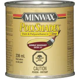 Minwax 33801 Polyshades, Satin, Liquid, Bombay Mahogany, 236 mL