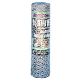 Jackson Wire 12 01 22 16 Poultry Netting, 50 ft L, 18 in W, 20 ga Gauge, Hexagonal Mesh, 1 in Mesh, Galvanized