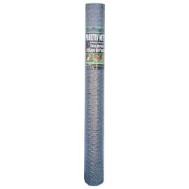 Jackson Wire 12 01 26 16 Poultry Netting, 50 ft L, 48 in W, 20 ga Gauge, Hexagonal Mesh, 1 in Mesh, Galvanized