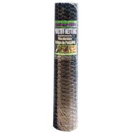 Jackson Wire 12 01 19 29 Poultry Netting, 25 ft L, 36 in W, 20 ga Gauge, Hexagonal Mesh, 1 in Mesh, Black
